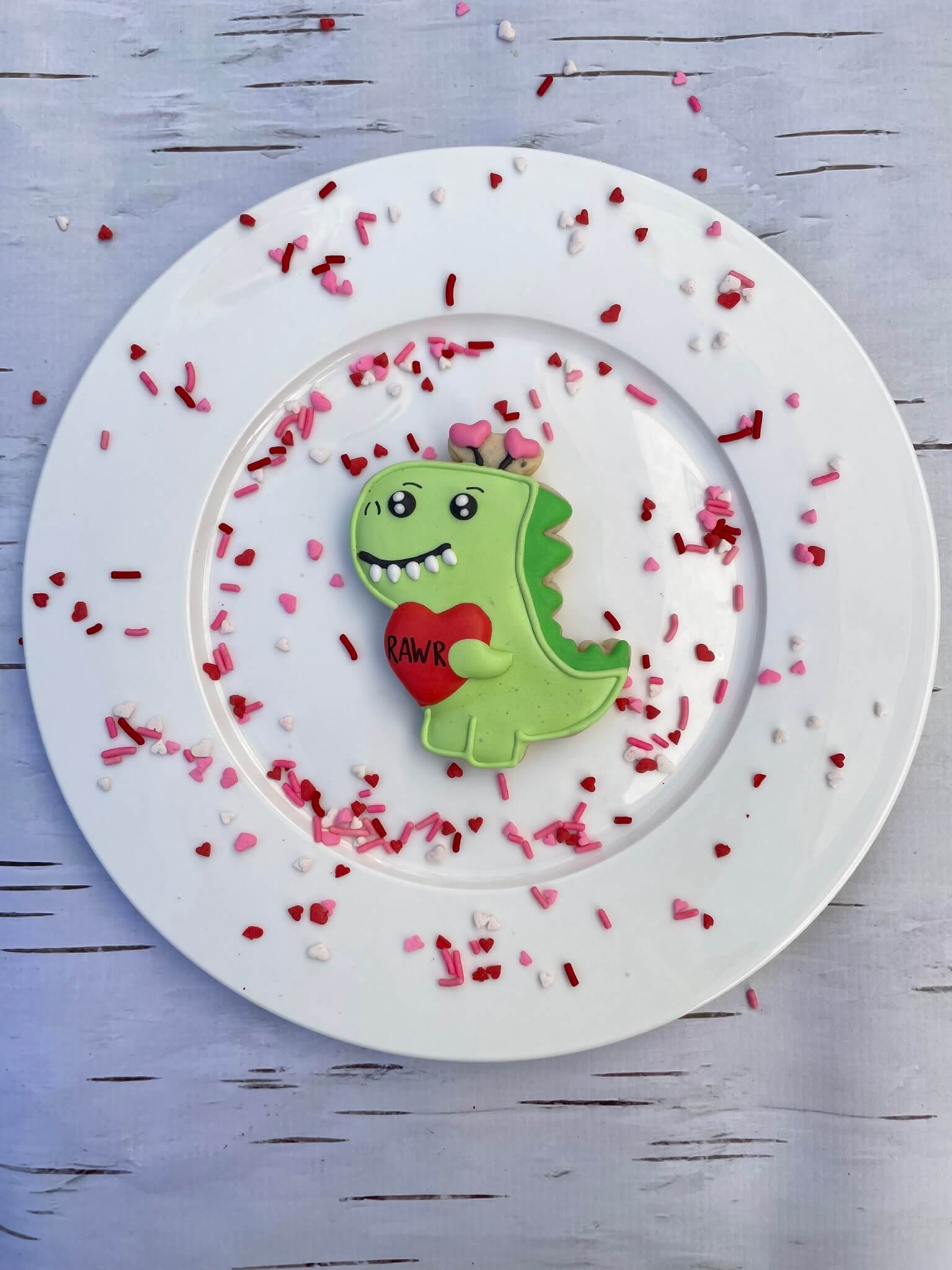 Dinosaur Valentine's Day Cookie